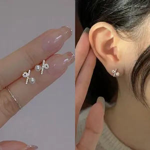 Stud Earrings Fashion Unusual Percentage Symbol Pearl Earring For Women Korean Zircon Exquisite Mini Party Christmas Jewelry Gift