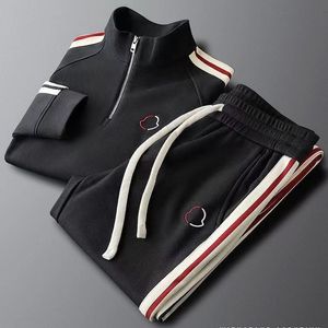 Man Hoodie Set التطريز بزاحات المصممون مسارات Sweatshirt terry zippers الرقبة قطعتين مجموعة مقابزين عرضية S-3XL