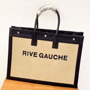 Modische Raffias-Webung, Designer-Strandtasche, Rive Gauche, Shop, Canvas-Pochette, Luxurys-Handtasche, große Einkaufstasche, Damen- und Herren-Schulter-Clutch, Umhängetaschen, Stadtreisetaschen