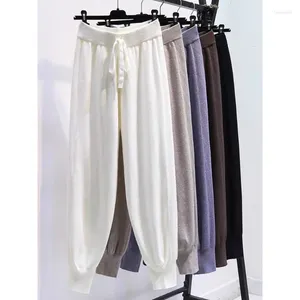 Kadın Pantolon Cotvotee Sweatpants Kadınlar Kış 2024 Ofis Bayanlar Elastik Yüksek Bel Gevşek Pantolon Chic Casual Drawstring Harem