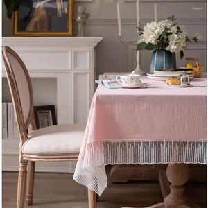 Table Cloth Wedding Decoration Pink Tablecloth With Tassel Rectangle Dining Cover Stylish