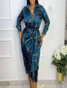 Lässige Kleider Afrikanische Mode Gedruckt Hemd Kleid Frauen Grün Elegant Plus Größe 5XL 2022 Frühling Sommer Langarm Büro Party9927817
