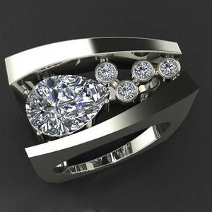 Cross-Border European and American New Fashion Trendy Unique Alternative Ornament Geometric Three-Dimensional Diamond-Inlaid Ring Rings