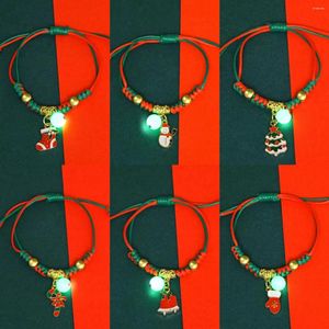 Urok bransoletki moda świetlna pleciona świąteczna bransoletka Święty Święty Snowman Deer Bell Tree Rok Party Biżuteria Prezenty