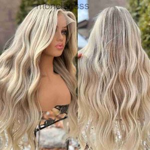 Highlight Blonde Full Lace Front Wig Brazilian Wavy Human Hair Wigs Preplucked 13x4 Transparent HD Lace Wig Synthetic for WomenZLNU ZLNU