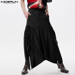 Pants INCERUN 2023 Korean Style New Men Trousers Pleated Design Half Skirts Pants Casual Fashionable Loose Comfortable Pantalons S5XL