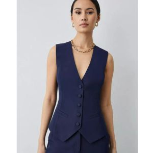 Waistcoats Women's New Suit Vest Clean and Simple V Neck Design Front Button Fashion Single Breasted Slim Ladies Vest