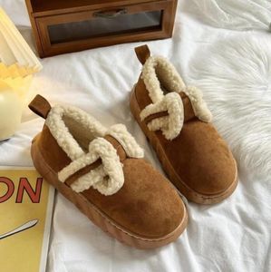 Buty modne śnieg damskie buty Burken Winter Outdoors Pluszowe ciepłe, nie poślizgnięte bawełnianą fasolę leśną płaską