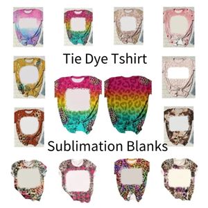 Party Sublimation Blank Tie Dye Tshirts Tee Tops T-Shirt Thermal Transfer Blanks Kort ärmkläder för DIY Custom Printing Logo FS9550 0302