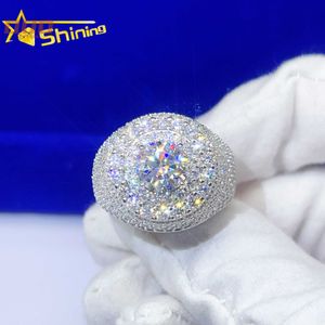 Preço por atacado Hip hop masculino banhado a ouro 925 prata esterlina passar testador de diamante moissanite gelado para fora anel de luxo