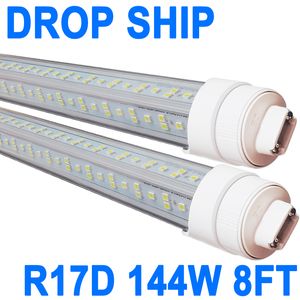 Luzes tubulares LED T8 de 72 W de 8 pés, substituição de lâmpadas fluorescentes R17d HO, branco 6500 K, potência de extremidade dupla, formato de V de 96 