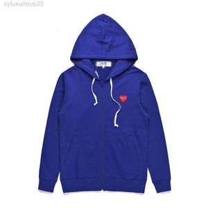 Herren Hoodies Sweatshirts Designer Com Des Garcons Play Sweatshirt Cdg Red Heart Zip Up Hoodie Marke Marineblau Größe XL