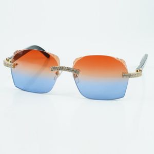 Neue zweireihige Sonnenbrille im Diamantschliff 3524018 im Direktverkauf ab Werk mit Designerbrille aus schwarzem, strukturiertem Büffelhorn, Größe 18–140 mm