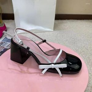 Сандалии на массивном каблуке, летние женские туфли 2024, модные туфли в стиле Лолиты на квадратном каблуке, сексуальное платье, вечерние высокие