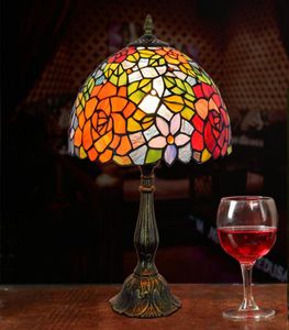 40W Retro Mediterranean Table Lamps European Simple Orange Bedroom Bedside Bar Restaurant Hotel Stained Glass Lamp6599535