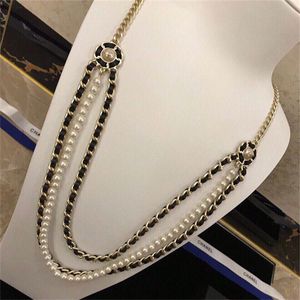 Jesienna i zimowa łańcuch swetra C Designer Naszyjnik dla Lady Pearl Chains Marka Gold Crystal Luxury Jewelry Cclies Kobiet długi łańcuch 3121