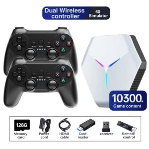 Consoles X10 Mech Retro Tv Game Console 4K 8K Android Console 5G WIFI RPG Android TV Box Gaming Android 128G Construído em 10300 jogos