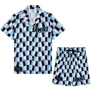 メンズファッションスポーツウェアサマーTシャツ +ショートパンツレター付き衣料品セットカジュアルストリートウェアトレンドセットメンズ通気性TシャツパンツM-3XL05