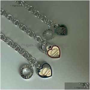 Anys925 Sterling Silber Ot Schnalle Kette Herz Markenarmband für Männer und Frauen Paar Drop Lieferung Dh7Mu