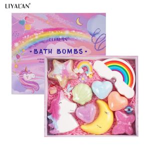 Bath Luxury Bathbomb Kit For Kid Rich Bubble Colorful Cute Rainbow Cloud Women SPA Relax Vegan Fizzy Bath Bomb Set With Toys Inside