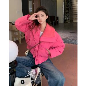 Parkas Winter New Thickened Warm Cotton Clothes Sheep Cake Wool Lapel Short Women's Coat Loose Down Cotton Clothes Winter Jacket Women