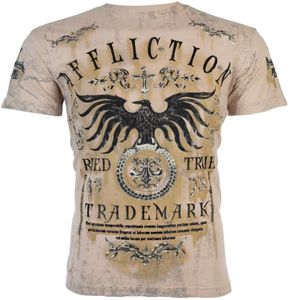 Herren-T-Shirt Affliction Herren-T-Shirt TRIED Eagle SAND TOBACCO WASH Tattoo Biker Gym Tops S3XL6734776