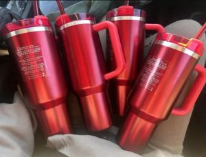 Vacanze Inverno Rosa Rosso Tazze per auto da 40 once Thermos in acciaio inossidabile Bottiglie d'acqua Bicchieri isolati Pink Flamingo Cosom Pink Parada Cups 0302