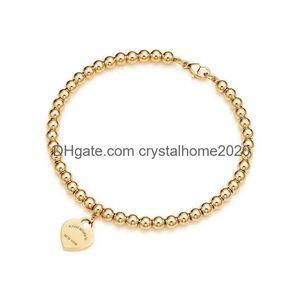 أي S925 Sier 4mm Round Beads سوار على شكل قلب أكثر سماكة الطلاء Boudoir التذكاري الأزياء بريق التسليم DRH0VQ