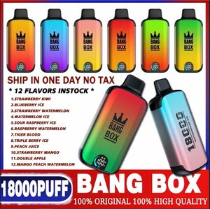 Orijinal Vapme Bang King Box 18000 18K 12000 12K Puf Shisha 15000 15k Şarj Edilebilir Akıllı Ekran Tek Kullanımlık Vape Kalem E Sigara 26ml Önceden doldurulmuş 850mAh Pil PK JNR