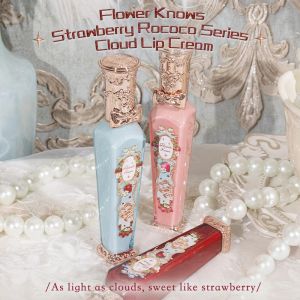 Наборы Flower Knows Strawberry Rococo Series Cloud Lip Cream Lipsticks Beauty Glazing Mirror Lip Gloss Нежная губная помада 3,5 г блеск для губ