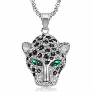 Hip Hop Leopard Head Pendant Necklace Cool Men Gift Titanium Steel 18K Gold Plated Rap Jewelry