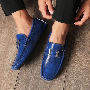 PU plaid texture business casual men shoes solid color classic metal buckle decoration simple fashion party wedding dress trendy shoes