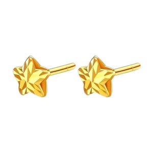 LABB REAL18 K GOLD STAR EARRINGS AU750イエローラッキーレディースシンプルなファッションギフトE153 240227