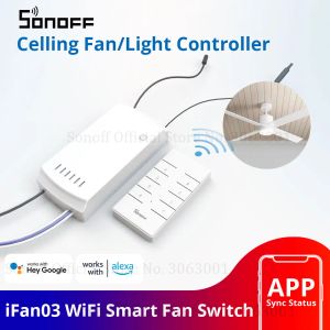 Control SONOFF iFan04 Wifi Smart Fan Switch Celling Fan/Light Controller 433 RF/APP/Voice Remote Control Adjust Speed Smart Home