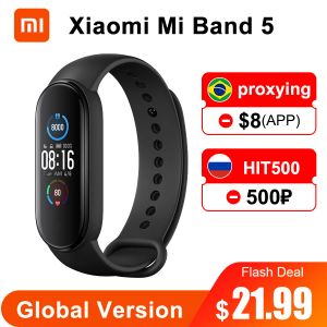 Dispositivi Versione globale Xiaomi Mi Band 5 Braccialetto intelligente Schermo AMOLED a 4 colori Miband 5 Smartband Fitness Traker Banda intelligente impermeabile 5