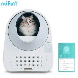 Caixas Mifuny Automatic Cat Litter Box Totalmente Desodorante UV Esterilização Sandbox Selfcleaning 57L Grande Capacidade Smart Cat WC Novo