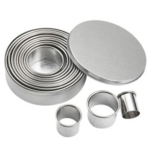 Formar Mousse Ring Set 304 Rostfritt ståldiameter 312 cm Cookie Cutter Round Waffle Makers Kök Bakningstillbehör och verktyg