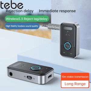 Динамики Tebe Car Aux Bluetooth 5.3 Аудиоприемник Передатчик Беспроводной разъем 3,5 мм Музыкальный адаптер с микрофоном для телевизора Старые динамики для наушников