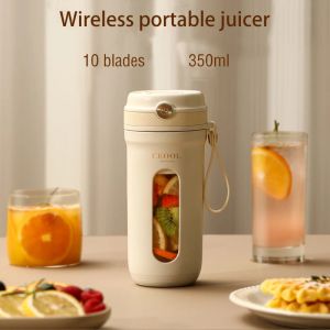 Juicers Portable Wireless Fruit Juice Juicer Blender Ice Slooth Mixers Laddningsbara 10 blad Mini Juicers Milkshake Maker Machine