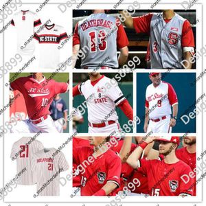 Beisebol universitário usa camisa personalizada de beisebol universitário NC State Noah Soles Jonny Butler Jose Torres Coby Ingle Sam Highfill David Harrison Evan Justice Carson