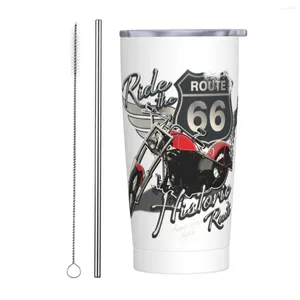 Bicchieri Giro in moto La storica Route 66 Bicchiere isolato Mother Road Retro Oldschool Tazze da caffè sottovuoto Home Car Bottle Cup