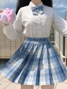 スカートZoki格子縞の女性プリーツスカートボウノットサマーハイウエストプレッピーガールズダンスミニスカートかわいいラインハラジュクセクシーな日本ファルダ