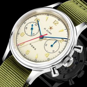 Zegarek Red Star Seagull 1963 Chronograph 38 mm Men Mechanical Watch Pilot ST19 Ruch Air Force Aviation Zegar lotnictwa 40 mm Stop Stop na rękę