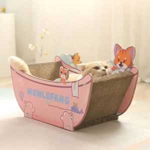 Scratchers Vintage Sofa Bathtub Corrugated Scratching Post Cat Nest Integrated Replaceable Detachable Claw Grinding Cat Toy