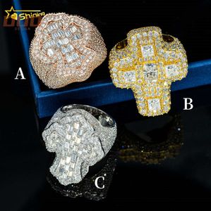 New Arrivals Iced Out Hip Hop GRA 925 Silver VVS Luxury Moissanite Baguette Diamond Cross Ring For Men