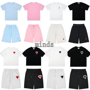 Designer amis skjorta broderi mode märke tees kvinnor lyx amis t-shirt spårdräkt avslappnad tshirt rund hals tee paris shorts ärm shorts sommar avslappnad set zm