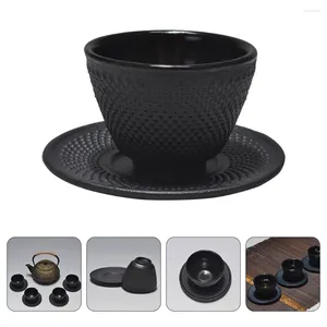 Tea Cups Iron Cup Coaster Chinese Teacups Glasses Saucer Drinking Mini Cast For Office