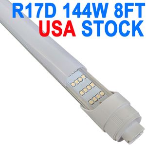 T8 8Ft 144W LED Tube Light with R17 Base, 6500K Cold White, 18000 Lumens, Ideal for Factory, Workshops, Gas Station, Exhibition Hall, Gymnasium, Garage Milky Cover crestech