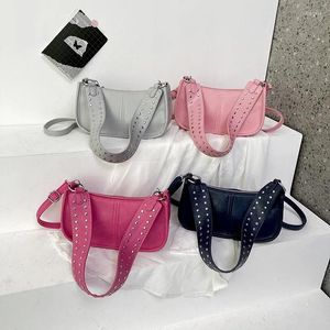 Evening Bags Simple Casual Versatile Underarm Crossbody Fashion Personalized Rivet Design Wide Shoulder Strap Women's Bag