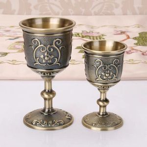 Mugs European Style Metal Wine Cup Vintage Engraving Flower Goblet Drink For Party Wedding Graduation Anniversary